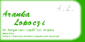 aranka lopoczi business card